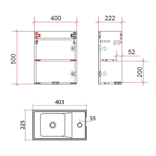 Тумба под раковину ART&MAX FAMILY, Family-400-1D-SO-PE