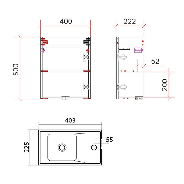 Тумба под раковину ART&MAX FAMILY, Family-400-1D-SO-PE