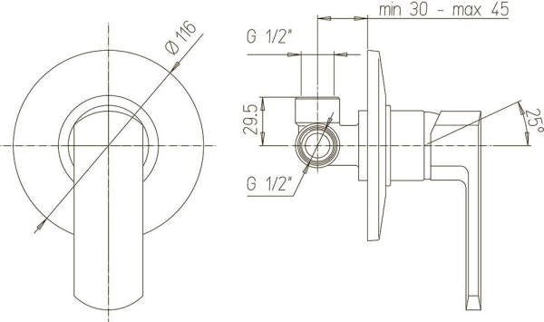 Смеситель Paini Ovo 86CR690KM С ВНУТРЕННЕЙ ЧАСТЬЮ, для душа