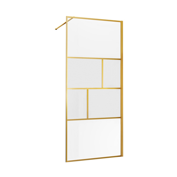 Душевая перегородка Vincea Walk-In VSW-1HC120CFBG, 1200*2000, браш. золото, прозрачное/рифленое