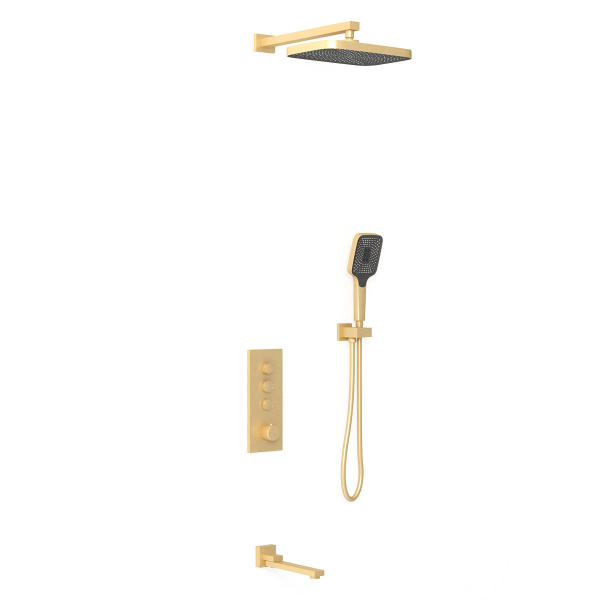 Душевой комплект Vincea VSFW-433T1BG встраиваемый, термостатический, 3 режима, брашированное золото