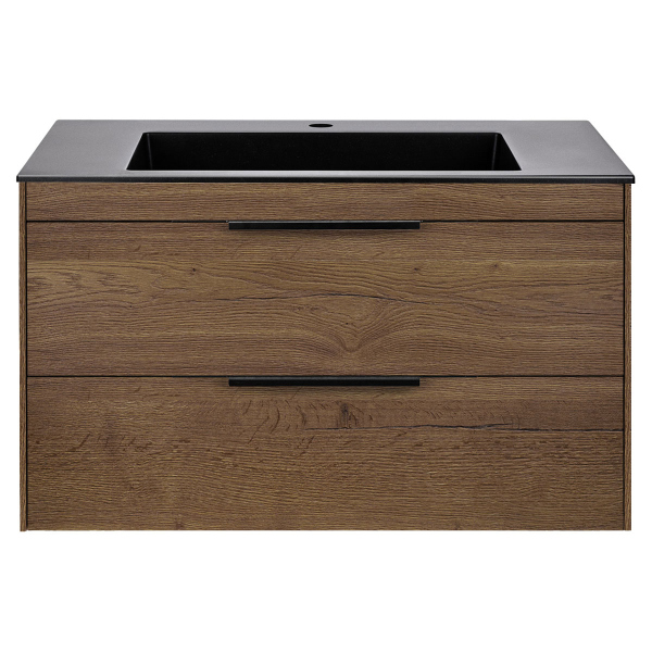 Тумба с раковиной Vincea Chiara 2D 800 подвесная, T.Oak, VMC-2C2800TO+VCB-13800W