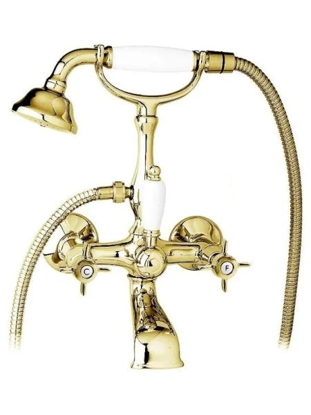 LORD-VD-03/24 Смеситель для ванны с ручным душем золото, ручки золото