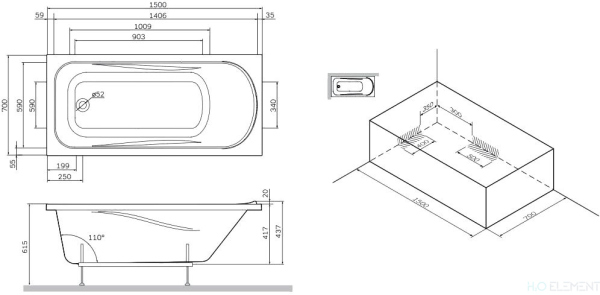 Акриловая ванна AM.PM Sense W75A-150-070W-KL 150х70 см Акриловая ванна AM.PM Sense W75A-150-070W-KL 150х70 см