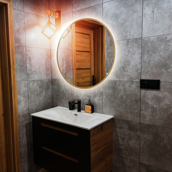 Зеркало ABBER Mond AG6204SCG-0.77 с подсветкой, бесконтактный выключатель, диммер, золото