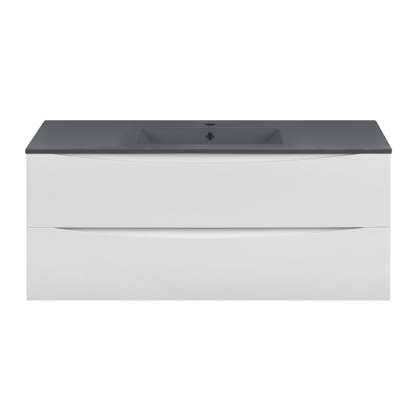 Тумба с раковиной Vincea Mia 1200 подвесная, 2 выкатных ящика soft close, G.White, VMC-2MC120GW+VBS-13120MA