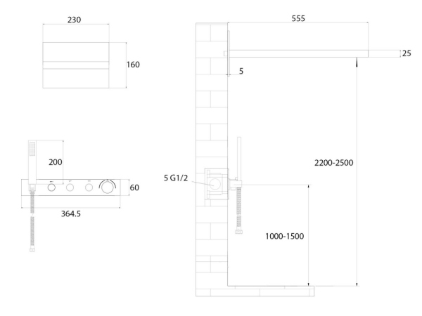 Душевая система ABBER Rund AF8752SP скрытого монтажа без излива, термостат, сатин