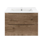 Тумба с раковиной Vincea Mia 600 подвесная, 2 выкатных ящика soft close, V.Oak, VMC-2MC600VO+VBS-13960