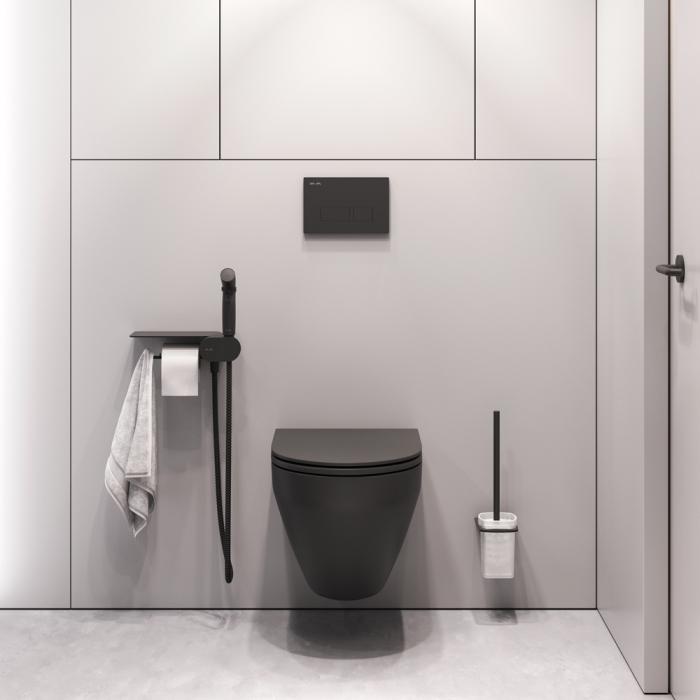 Набор подвесной унитаз с гигиеническим душем, черный AM.PM Spirit V2.0, CK70H1103B