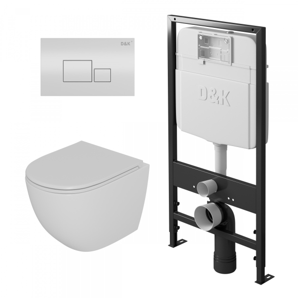 Комплект D&K DS1391602 унитаз, инсталляция, клавиша смыва
