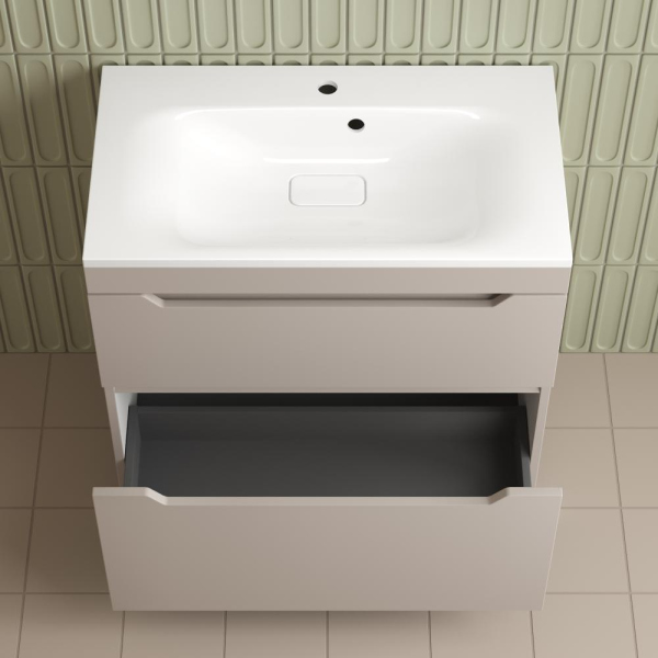 Тумба без раковины напольная "Остин" 100 2 ящ крем эмаль PLUS, ЛС-00002401