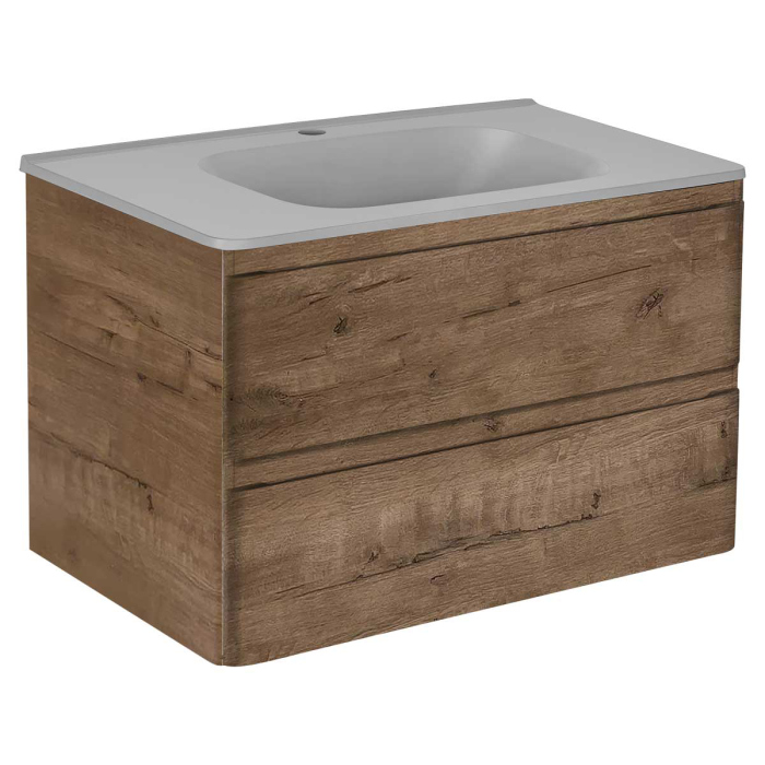 Тумба с раковиной Vincea Vico 800 подвесная, 2 выкатных ящика soft close, V.Oak, VMC-2V800VO+VCB-2VP800W