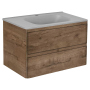 Тумба с раковиной Vincea Vico 800 подвесная, 2 выкатных ящика soft close, V.Oak, VMC-2V800VO+VCB-2VP800W