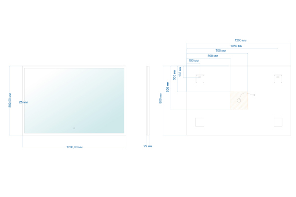 Зеркало ABBER See AG6107SXL-1.2 с подсветкой, сенсорный выключатель, диммер