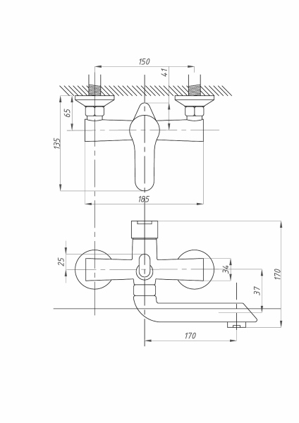Смеситель для ванны с душем FAUZT FZs-243-B101 тип См-ВОРНШлА