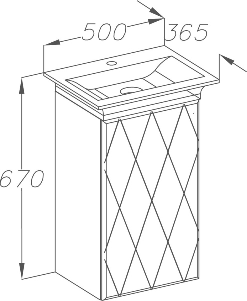 Тумба с раковиной Smile Торус 50 белая, R