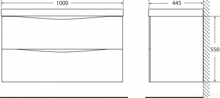Belbagno База под раковину подвесная с двумя выкатными ящиками, MARINO-1000-2C-SO-PT-P