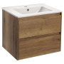 Тумба с раковиной Vincea Gio 600 подвесная, 2 выкатных ящика soft-close, T.Oak, VMC-2G600TO+VBS-13960