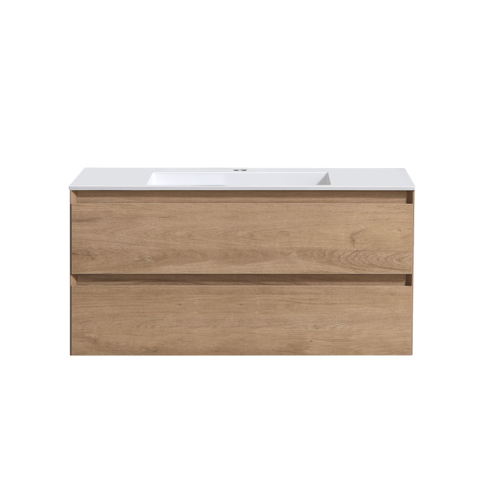 Тумба с раковиной Vincea Luka 1000 подвесная, 2 выкатных ящика soft-close, N.Oak, VMC-2L100NO+VCB-13100W