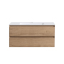 Тумба с раковиной Vincea Luka 1000 подвесная, 2 выкатных ящика soft-close, N.Oak, VMC-2L100NO+VCB-13100W