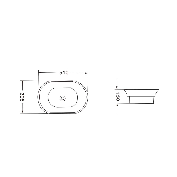 Раковина керамическая Vincea VBS-205, 510*395*150, накладная, цвет белый