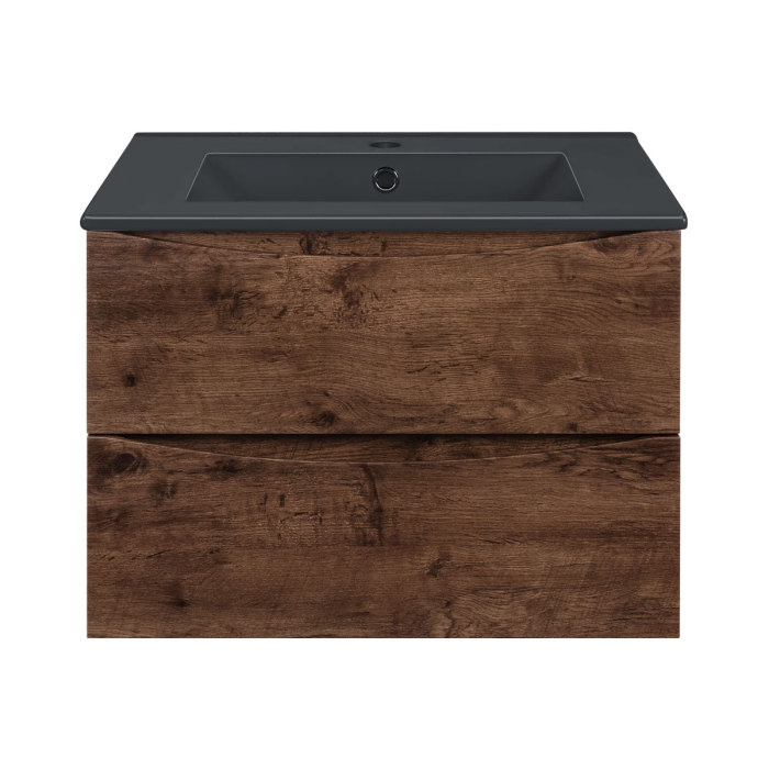 Тумба с раковиной Vincea Mia 600 подвесная, 2 выкатных ящика soft close, R.Wood, VMC-2MC600RW+VBS-13960MA