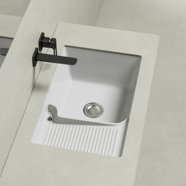 Раковина на стиральную машину встраиваемая снизу ABBER Rechteck AC2225L белая