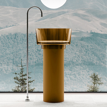 Раковина отдельностоящая прозрачная ABBER Kristall AT2702Vesuvian-H оливковая