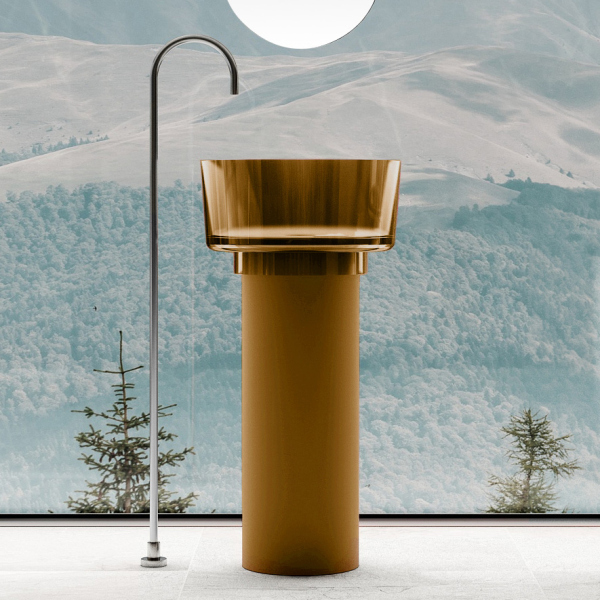 Раковина отдельностоящая прозрачная ABBER Kristall AT2702Vesuvian-H оливковая