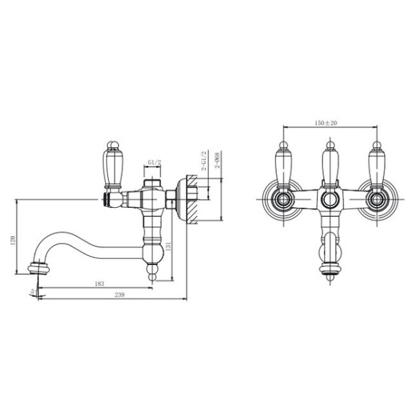 Смеситель для ванной со штуцером 3/4", поворотный излив (бронза) Caprigo, 03-518-vot