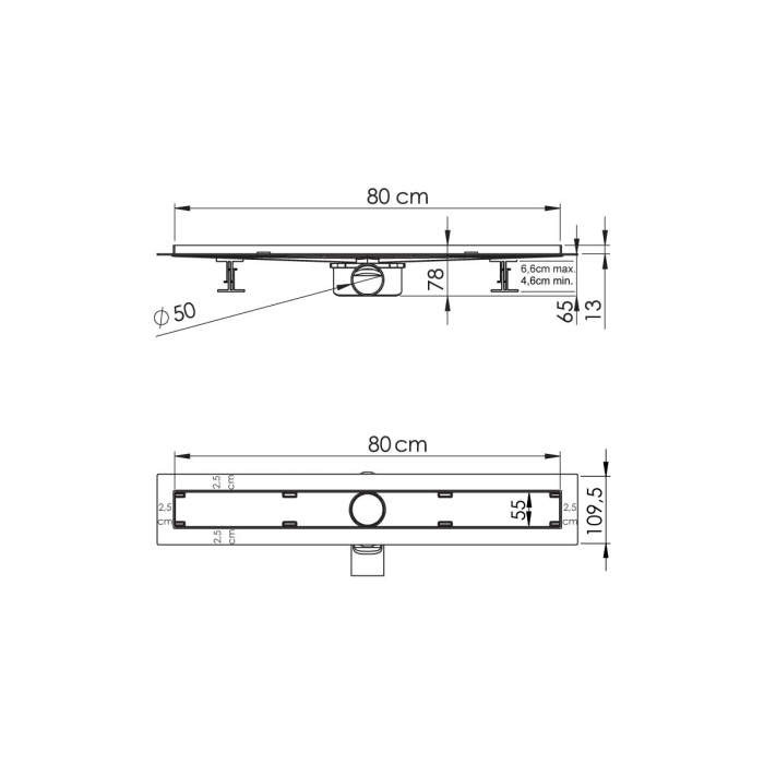 Душевой лоток Vincea Say ALMIRA JASMIN 605.80.P.DUZ, 80 см, хром