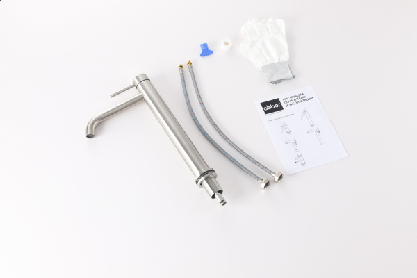 Смеситель ABBER Wasser Kreis 316 AF8111BST-L для накладной раковины, сталь брашированная