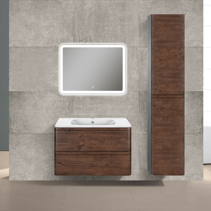 Тумба с раковиной Vincea Vico 800 подвесная, 2 выкатных ящика soft close, R.Wood, VMC-2V800RW+VCB-2VP800W