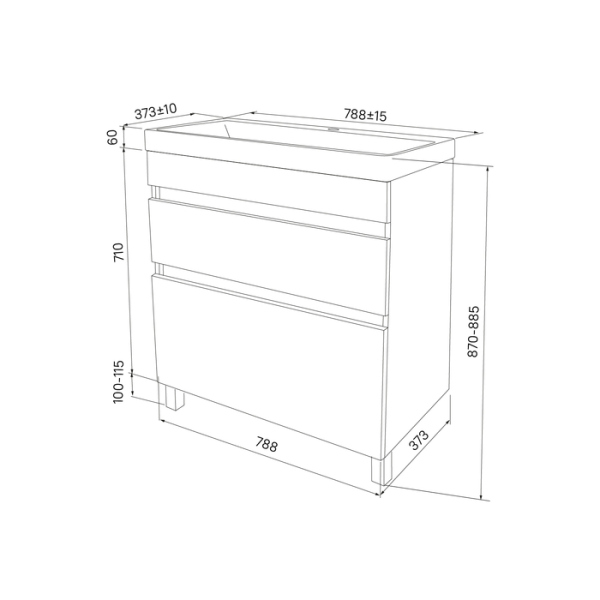 Тумба с раковиной IDDIS напольная с ящиками, белая, 80 см, Zodiac. (ZOD8CBFi95K)