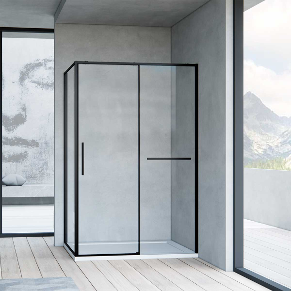 Душевой уголок Vincea Slim Soft VSR-1SS9015CLB, 1500*900, черный, стекло прозрачное