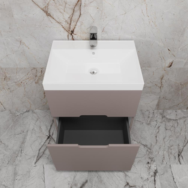 Тумба без раковины напольная "Матис 80" 80 (2 ящика), ТАУП ТЁМНЫЙ, ЭМАЛЬ, ЛС-00002439