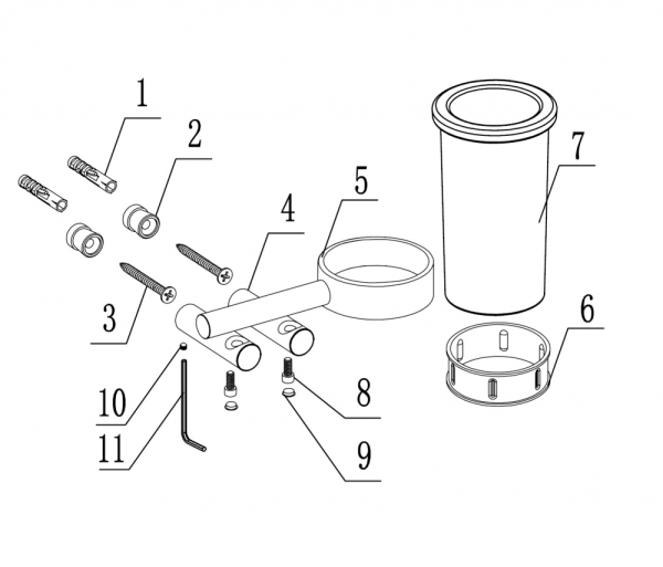 Стакан для зубных щеток с держателем ABBER Osten 316 AA1860BGG оружейная сталь брашированная