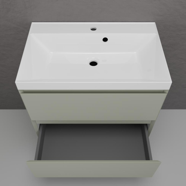 Тумба без раковины подвесная "Манхэттен 70" ЭМАЛЬ 70 2 ящика PLUS олива, ЛС-00002364