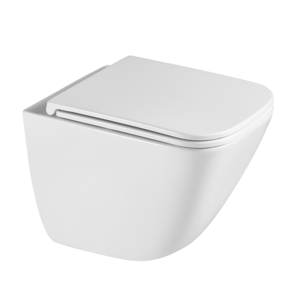 Комплект подвесной унитаз ABBER Rechteck белый, с закрытым дном, инсталляцией, кнопкой белая мат