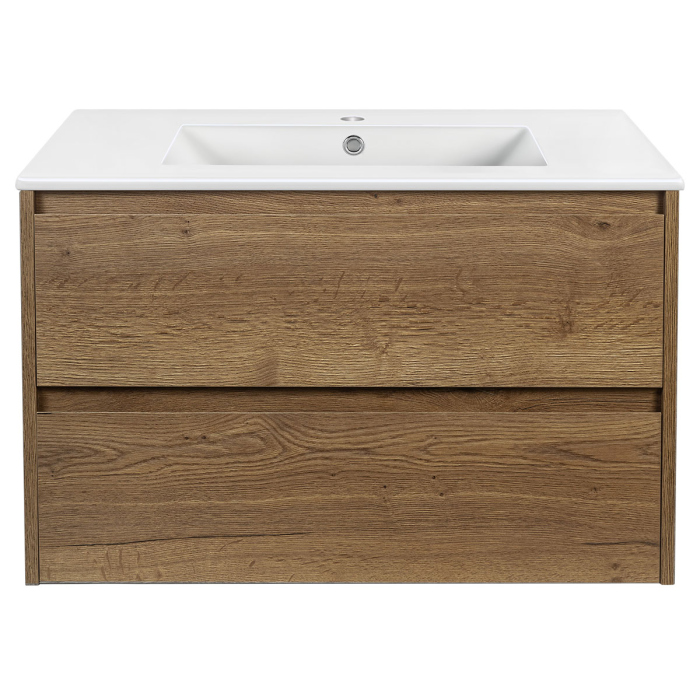 Тумба с раковиной Vincea Gio 800 подвесная, 2 выкатных ящика soft-close, T.Oak, VMC-2G800TO+VBS-13980MA