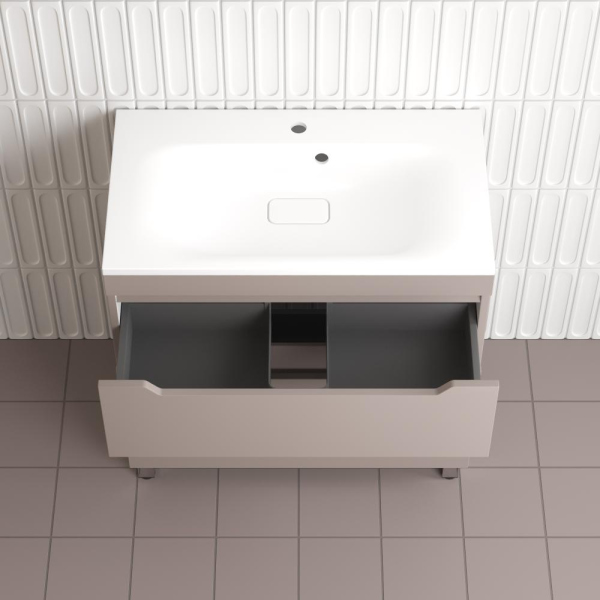 Тумба без раковины напольная "Остин" 100 2 ящ тауп темный эмаль PLUS, ЛС-00002402