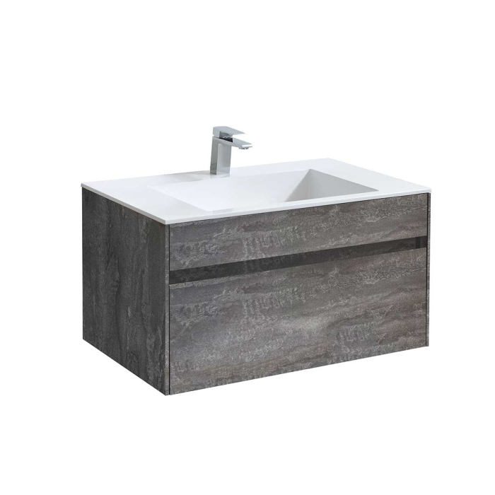 Тумба с раковиной Vincea Chiara 800 подвесная, 1 выкатной ящик soft-close, G.Stone, VMC-2C800GS+VCB-13800W