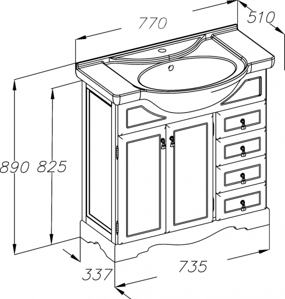 Тумба для комплекта Opadiris Клио 70 напольная, слоновая кость Z0000014864