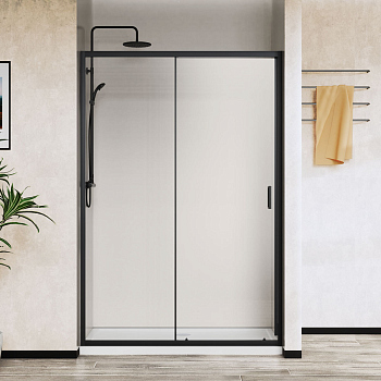 Душевая дверь Vincea City VDS-5CT140CLB, 1400, черный, стекло прозрачное