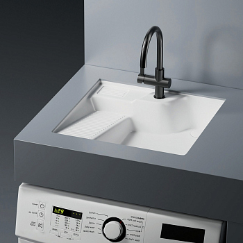 Раковина на стиральную машину встраиваемая снизу ABBER Rechteck AC2224L белая