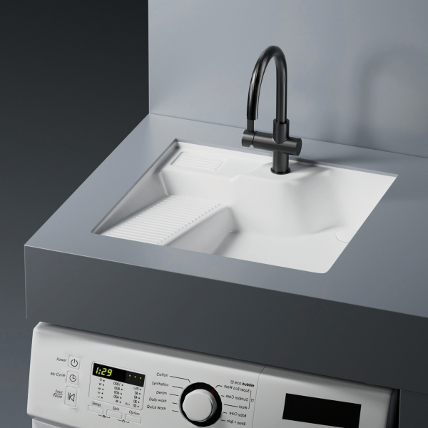 Раковина на стиральную машину встраиваемая снизу ABBER Rechteck AC2224L белая