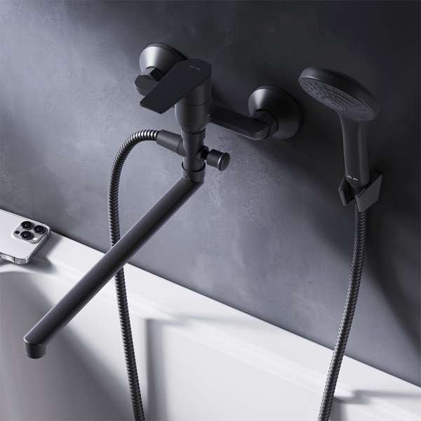 Смеситель для ванны и душа с длинным изливом и душевым набором AM.PM Gem, F90A90122