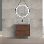 Тумба с раковиной Vincea Vico 600 подвесная, 2 выкатных ящика soft close, R.Wood, VMC-2V600RW+VCB-2VP600W