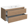 Тумба с раковиной Vincea Gio 100 подвесная, 2 выкатных ящика soft-close, N.Oak, VMC-2G100NO+VBS-13100
