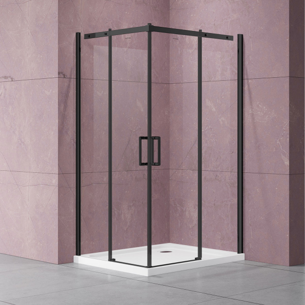 Душевой уголок Vincea Dice VSS-4D100CLB, 1000*1000, черный, стекло прозрачное